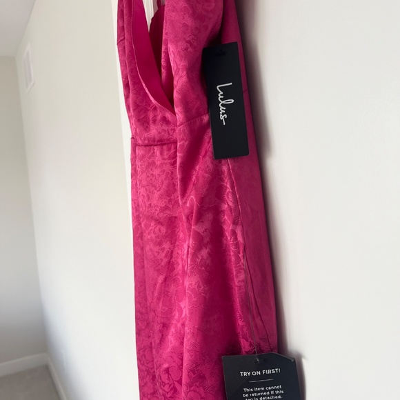 Lulus Sophisticated Charm Magenta Floral Satin Jacquard Mini Dress- XS - Picture 4 of 7